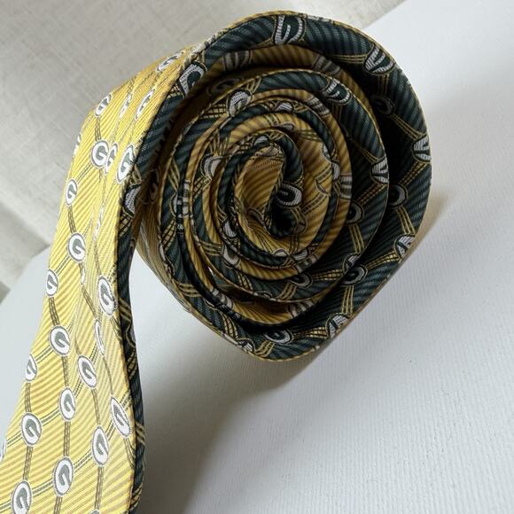 NFL Green Bay Packers Reversible Silk Tie 100% Silk Vintage Logo Pattern - Picture 11 of 16